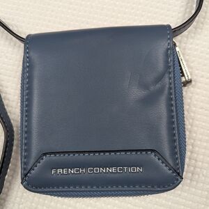 French Connection Steel Blue Vinyl Crossbody Mini Bag/Wallet NWOT
